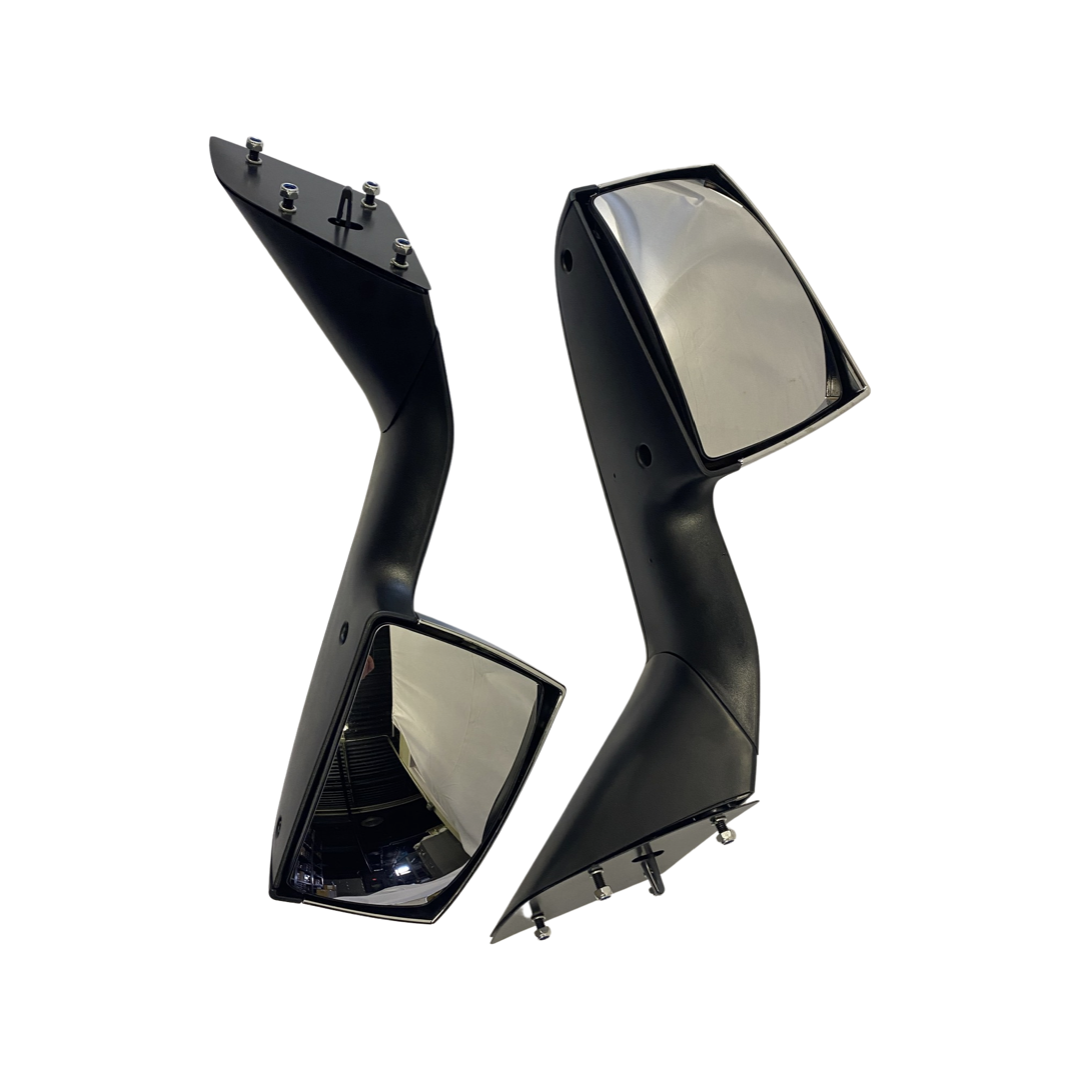 Hood Mirror Pair CHROME Side with Mounting Plate Replacement for 2004 - 2017