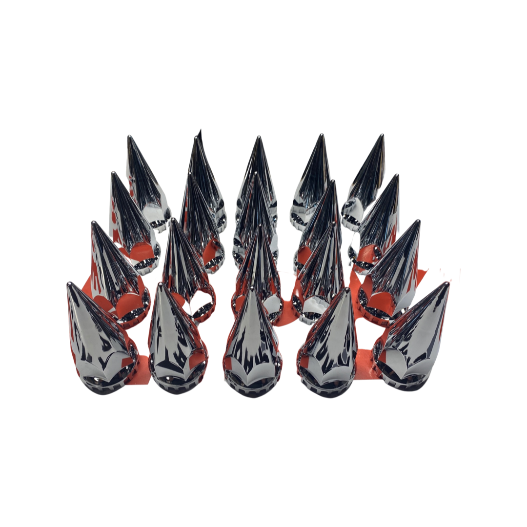 33mm Chrome Screw-on Super Spike Lug Nut Covers for Semi Trucks 