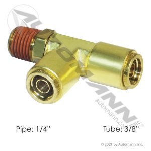 177.13B716B Brass PLC SWL Male Run Tee 3/8 X 1/4in