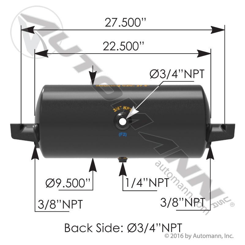 Air Tank 1488 Cubic in Vol 9.500in Dia - Image 4